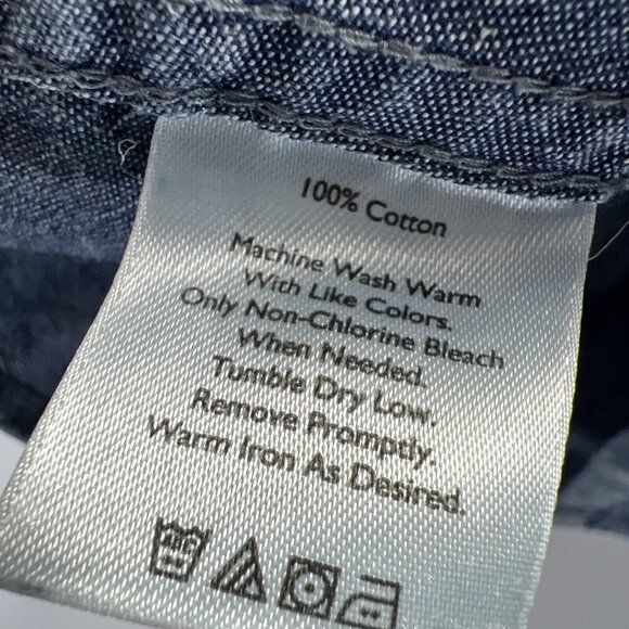 Eddie Bauer Womens Denim Blouse XL Blue Button Up Fitted 100% Cotton Long Sleeve - Picture 6 of 7